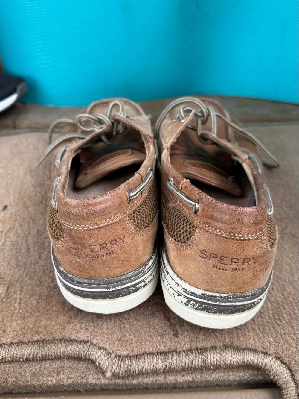 Sperry Brown Mesh Leather Men's Boat Shoes